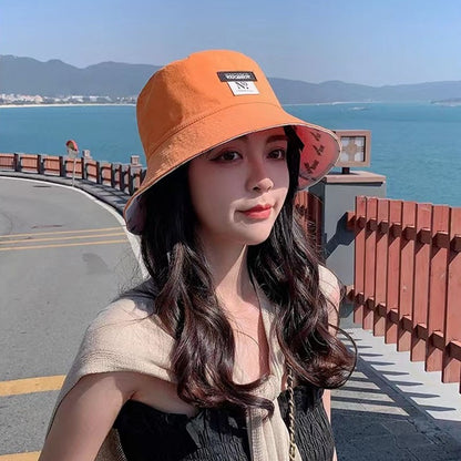 Summer Double-Sided Wear Women Bucket Hat Fashion Print Wide Brim Fordable Panama Fishermen Cap Outdoor Travel Beach Visor Hats