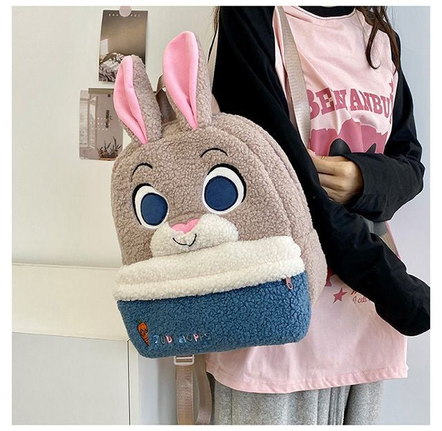 Mochila de pelúcia fofa Disney Nick e Judy, mochila de desenho animado ultraleve de grande capacidade, bolsa de boneca para estudantes, presente infantil
