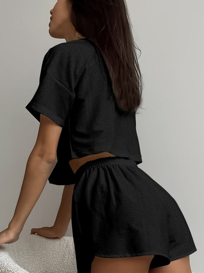 Solid Casual Pajamas For Women Two Pieces Sleepwear Women's Pajama Shorts Loungewear Sets Nightwear Female Home Suit Clothes