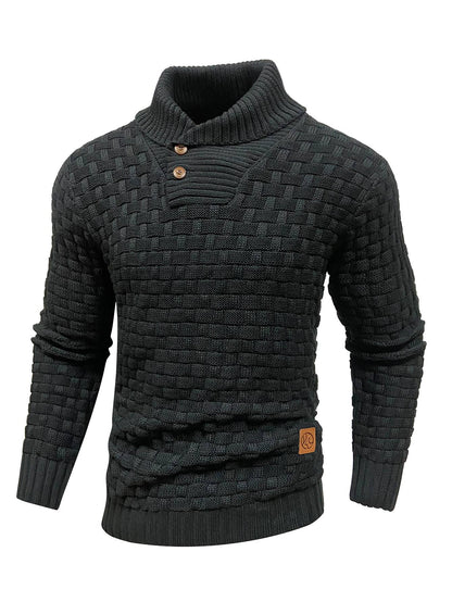 Men’s Knitted Sweater Casual Crew Neck Warm Long Sleeve Comfortable Pullover Textured Ribbed Edge High Quality Top US Size
