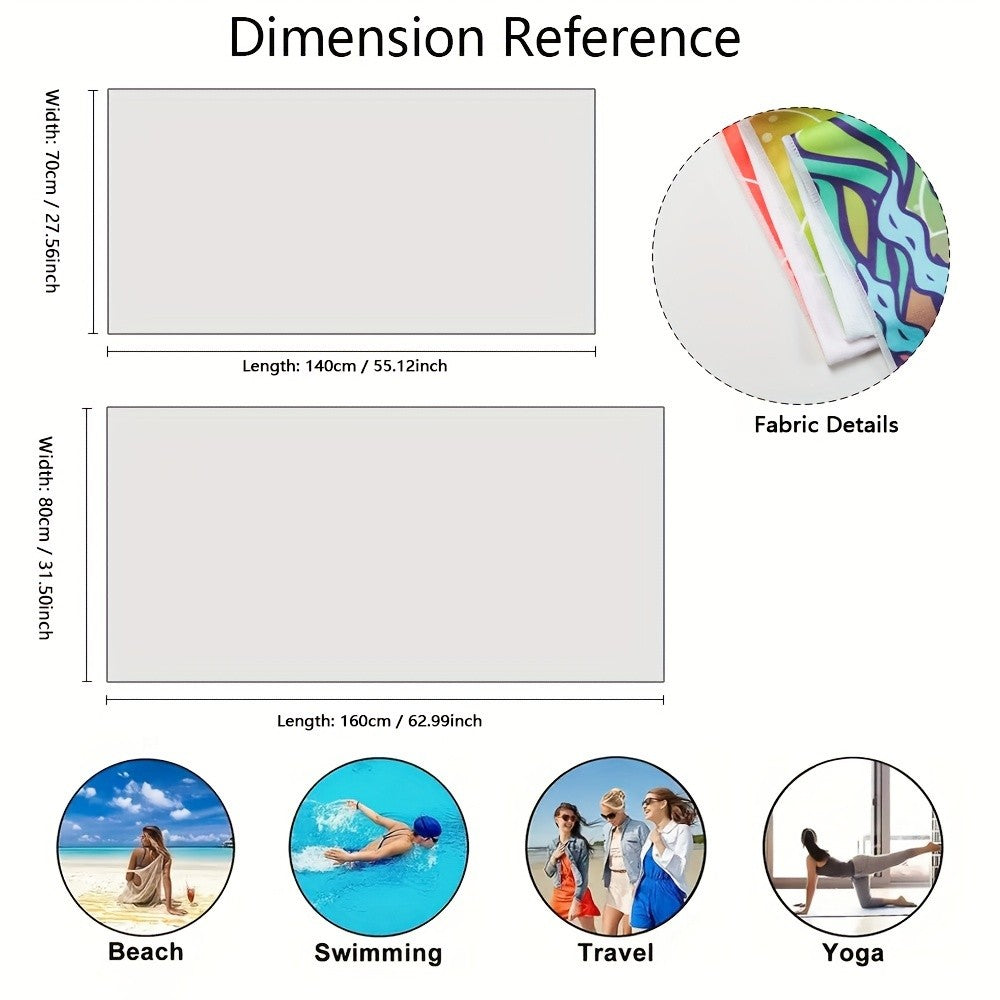 Turtle pattern beach towel, soft microfiber bath towel, suitable for outdoor travel camping beach vacation