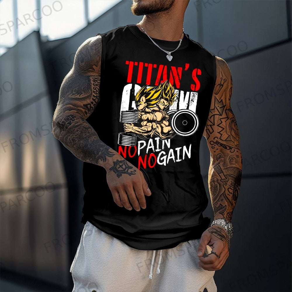 Dragon Ball Majin Buu Trio Muscle Tank Top Anime Gym Sleeveless Shirt with Energy Ball Graphic Men Fitness Streetwear