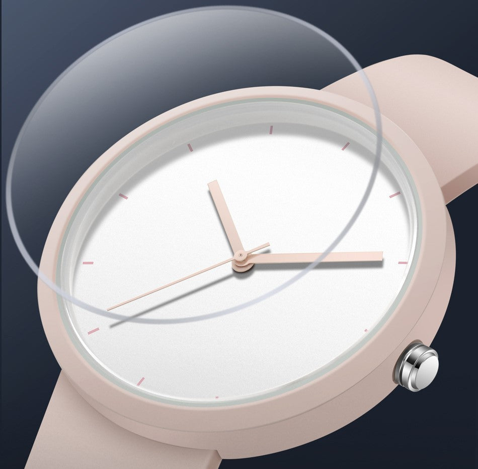 Minimalism Watch For Women 41mm Case with PVD Finish Rubber Strap