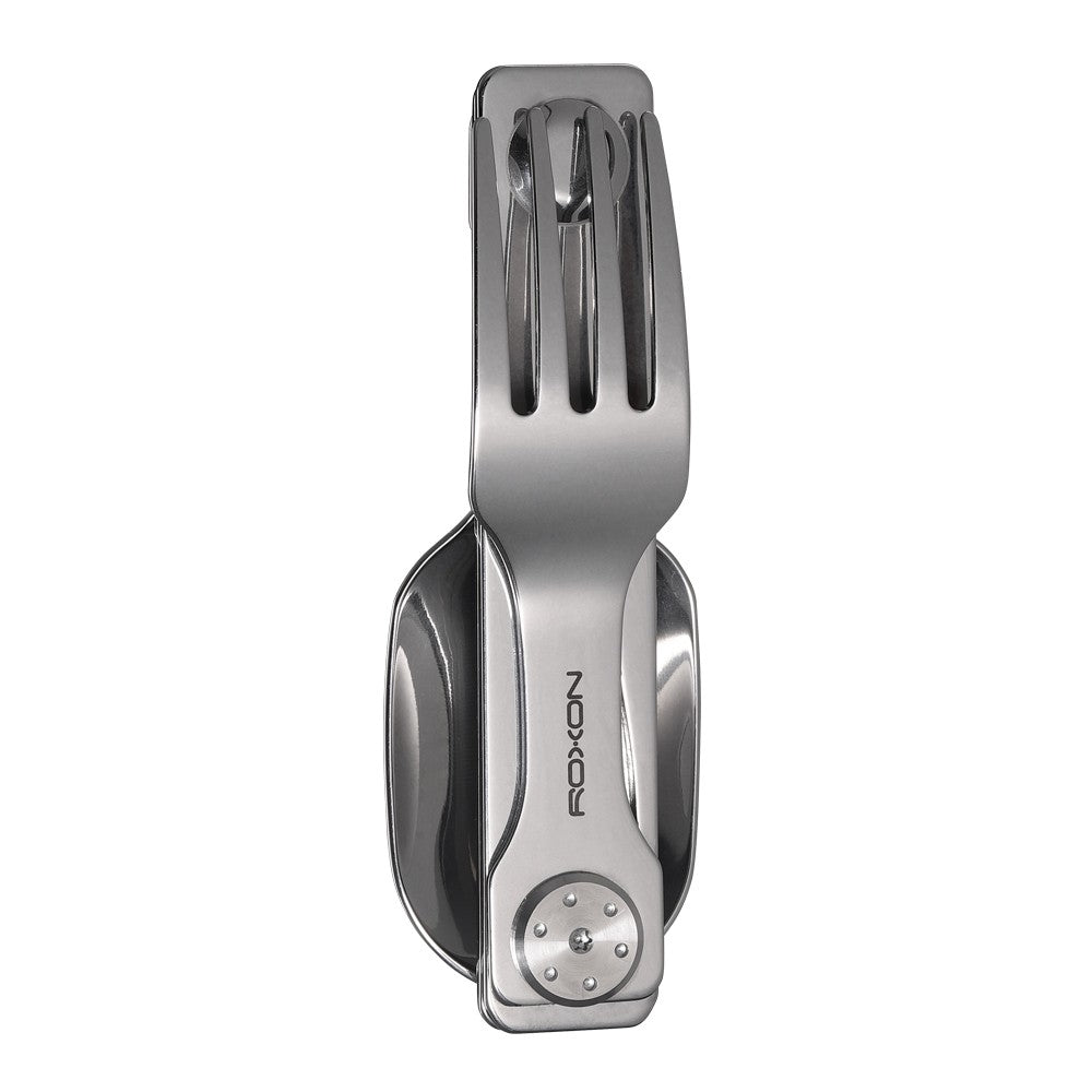 Roxon C2 Utensílio para Acampamento, Talheres Dobráveis Destacáveis 2 em 1 com Garfo e Colher para Ambientes Externos, Acampamento, Caminhada, Fácil de Transportar e Altamente