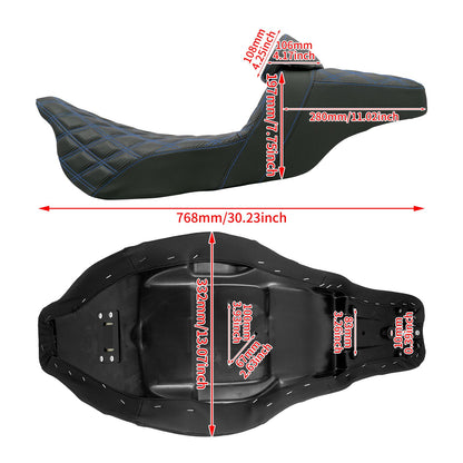 Almofada de Assento Duplo Dianteiro para Piloto Traseiro para Passageiro de Moto com Encosto para Harley Touring Road King FLTRX FLHTK Ultra 09-2023
