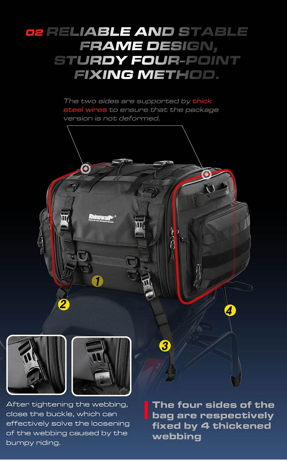 Motorcycle Tail Bag Waterproof 20L-60L Expandable Back Seat Saddle Bag Luggage Pannier Motorcycle Accessories Rider Backpack