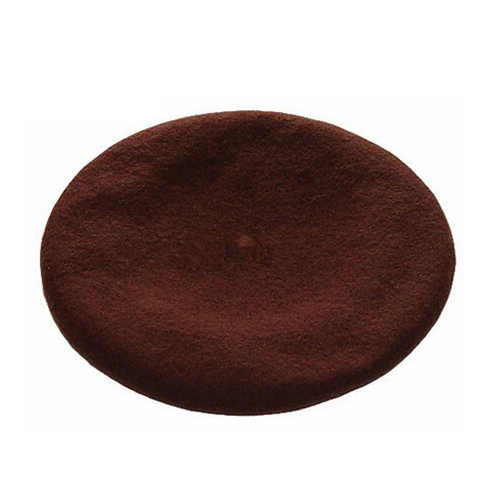 Boina de lã sintética quente de inverno feminina meninas artista francesa gorro chapéu vermelho preto roxo bege laranja Kawaii bonés de topo plano aquecedores