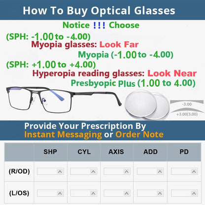 Óculos de Leitura com Prescrição para Homens Acetato Miopia Óculos Femininos Bloqueio de Luz Azul Lentes CR39 Armação de Óculos para Computador Ponta de Caneta