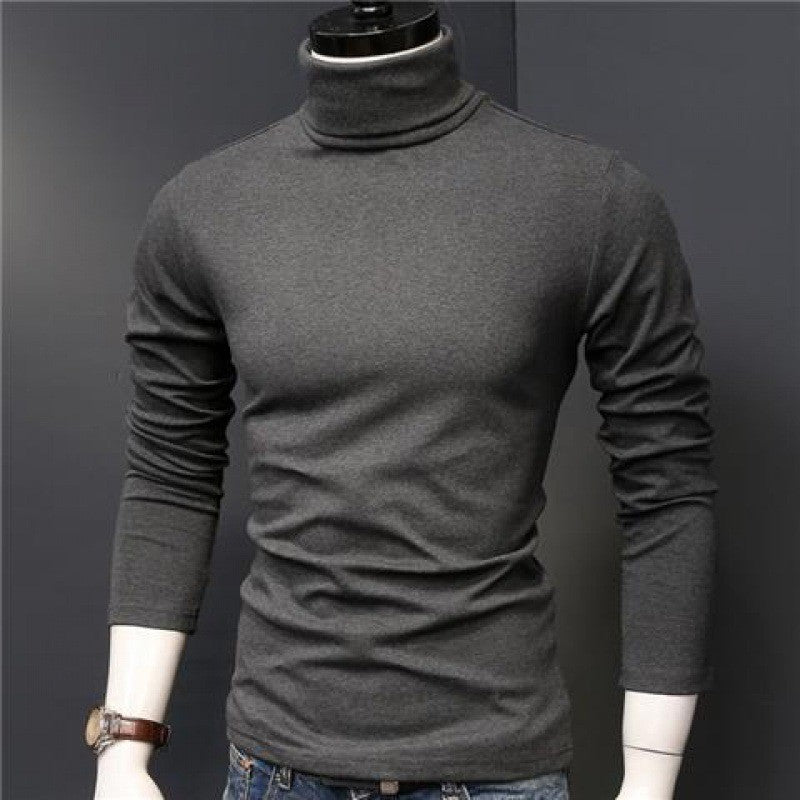 Hot Winter Warm Men Mock Neck Basic Plain T-shirt Blouse Pullover Long Sleeve Top Male Outwear Slim Fit Stretch Fashion Sweater