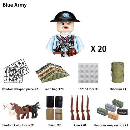 Brinquedos de blocos de montar para crianças: Modelos de Mini Armas de Exército Nacional de Guerra de Soldados de Infantaria da Segunda Guerra Mundial