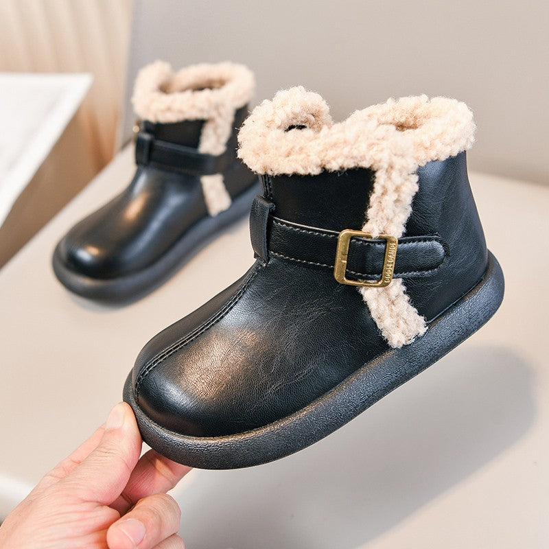 Winter Fur Boots For Children 2025 Trend Fashion Boy's Girl's Plush Snow Boots Anti-slippery Teenager Kid's Padded Boots Cotton