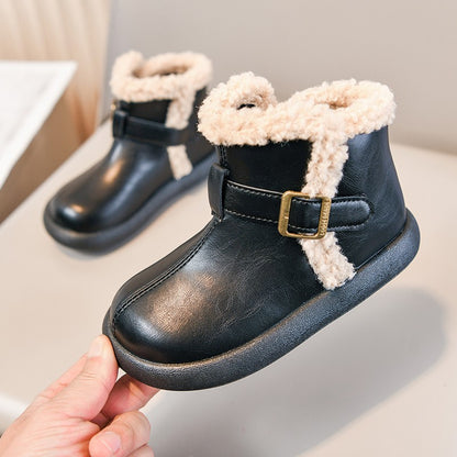 Winter Fur Boots For Children 2025 Trend Fashion Boy's Girl's Plush Snow Boots Anti-slippery Teenager Kid's Padded Boots Cotton