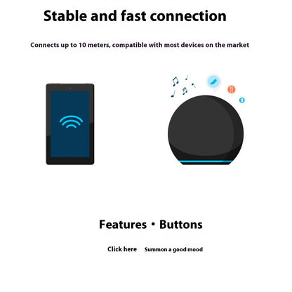 Mini Caixa de Som Bluetooth Portátil Sem Fio com Cancelamento de Ruído Alaxe para Festas, Acampamentos, Luz RGB e Subwoofer para Ambientes Externos