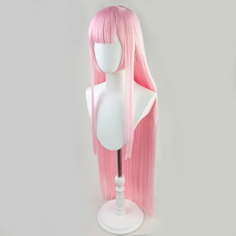 Pink Straight Bangs Long Straight Hair Synthetic Wig Anime Character Zero Two's Signature Wig Live Performance Party Show