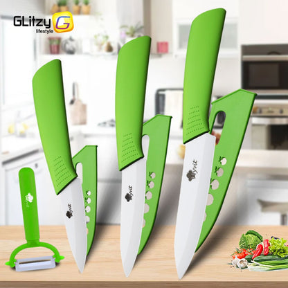 Conjunto de Facas de Cerâmica para Cozinha Profissional Faca de Cerâmica 3 4 5 6 Polegadas Faca de Descascar Frutas à Prova de Ferrugem para Fatiar Cortar Legumes