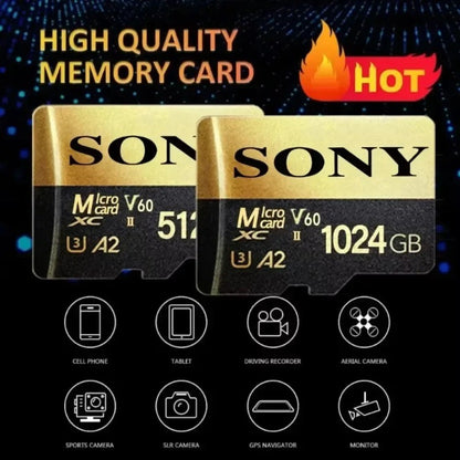 -Original-Sony-2TB Micro TF SD Card 1TB SD Memory Card 128GB 256GB U3 4K Full HD TF Memory Flash Cards for Xiaomi Phone Computer