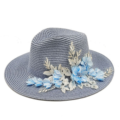 Chapéu de Palha Verão Estilo Flat Top Acessórios Abelha Chapéu de Sol Francês ao Ar Livre Protetor Solar Chapéu de Praia com Aba Grande