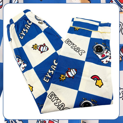 Space Theme Boys Pajama Sets Astronaut Long Sleeve Sleepwear with Galaxy Print Button Down Collar PJs for Kids Loungewear Outfit