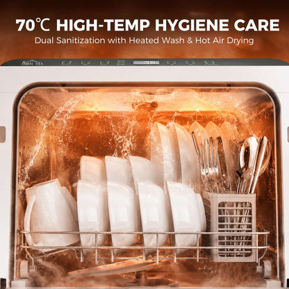 Homcom Portable Countertop Dishwasher, 6L Compact Mini Dishwasher with 1.6 Gal Built-In Water Tank, 5 Programs, Air-Dry Function, 158 ° F High-Temp, No Hookup Needed, 4 Place Settings for Apartments Rvs