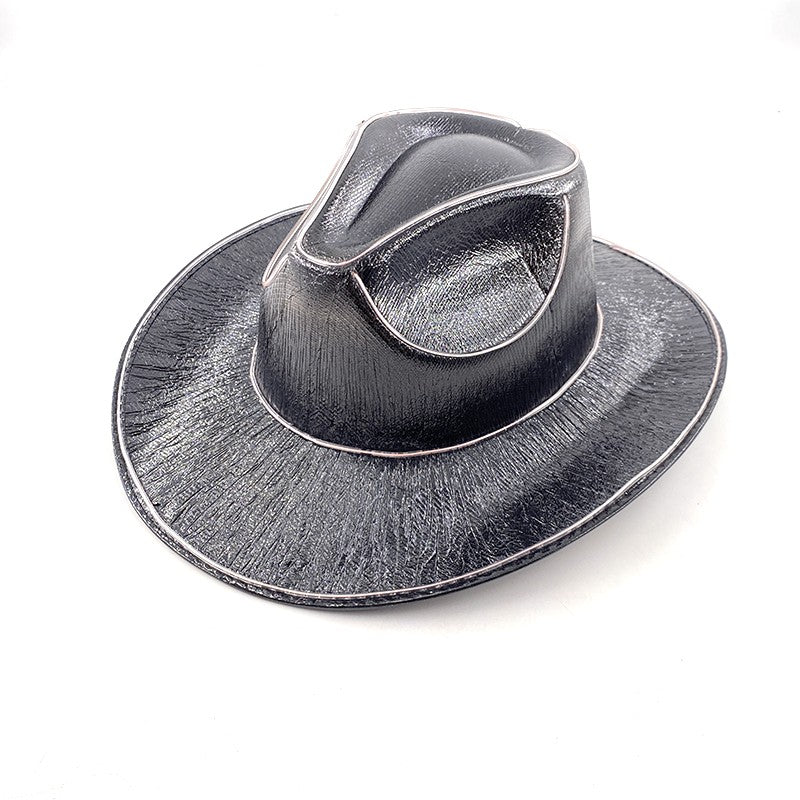 Chapéu de Cowboy LED Sem Fio, Chapéu de Cowboy Luminoso, Chapéu de Cowgirl Rosa para Discoteca, Noivas, Acessórios para Shows, Boates e Festas a Fantasia
