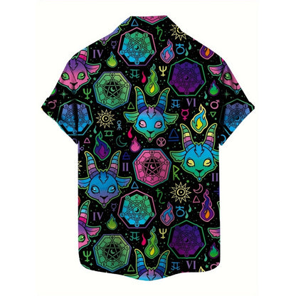 3D Skull Print Hawaiian Shirt, Street Gothic Style, Retro Fashion Flip-Top Shirt, Casual Summer Shirt, Beach Comics Shirt