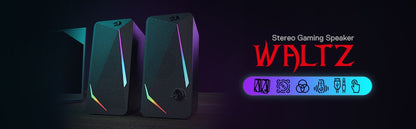 Redragon GS510 Waltz RGB Desktop Speakers, alto-falantes estéreo 2.0 para PC com 4 modos de retroiluminação LED coloridos, aprimorado