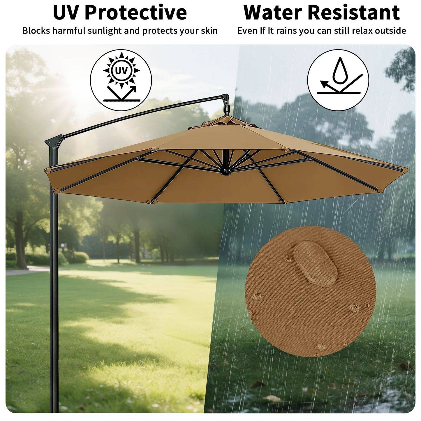 Parasol Replaceable Parasol Top Cloth Garden Patio Canopy Umbrella Cover Waterproof Sunshade 2/2.5/2.7/3m For 6 Ribs/8 Ribs