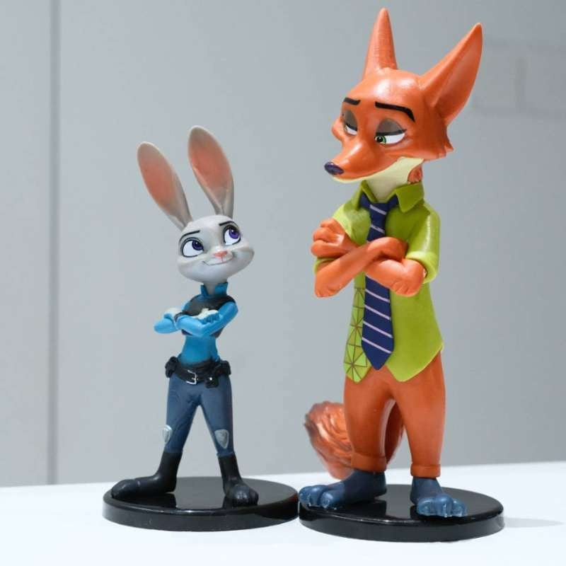 Zootopia Cute Cartoon Figures Young Nick Judy Desktop Ornament Doll Model Trendy Toy Computer Case Decoration Collectible Gift