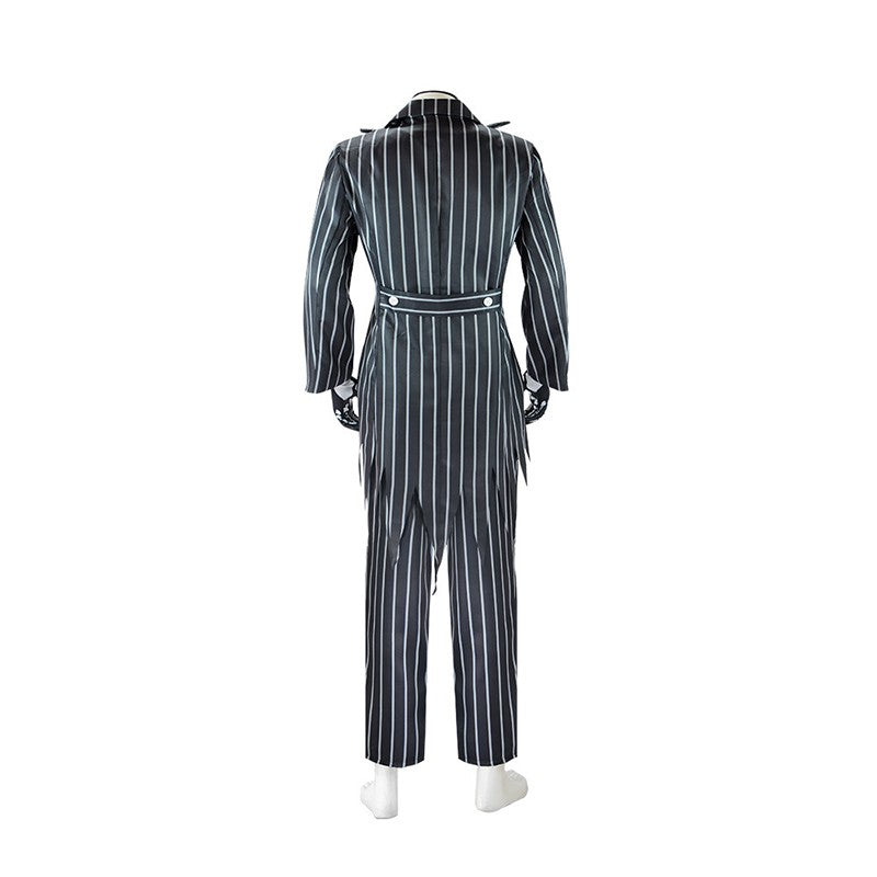 Anime Jack Skelington Black White Striped Cosplay Costume Men Retro Tailcoat Woman Dress Christmas Night Halloween Party Outfit