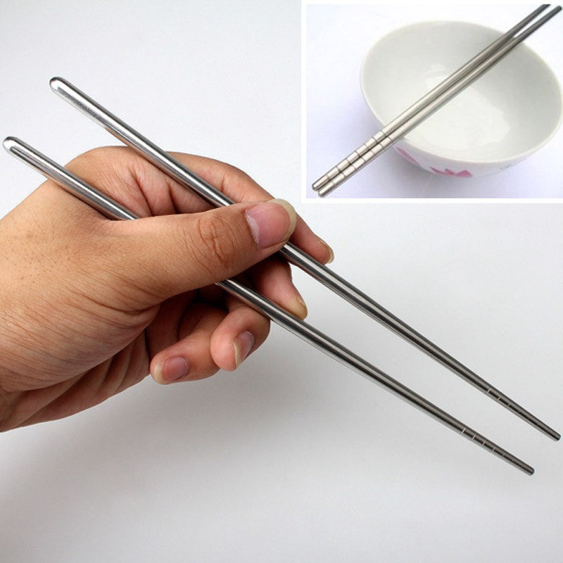 1/5 Pair Portable Metal Chopsticks Non-slip Stainless Steel Chop Sticks Reusable Food Sticks Sushi Baguette Tableware Tool