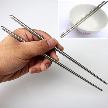 1/5 Pair Portable Metal Chopsticks Non-slip Stainless Steel Chop Sticks Reusable Food Sticks Sushi Baguette Tableware Tool