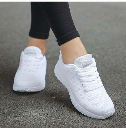 Women's Sneaker 2025 New Fashion Breathable Trainers Comfortable Sneakers Mesh Fabric Lace Up Women's Tennis Shoes For Women