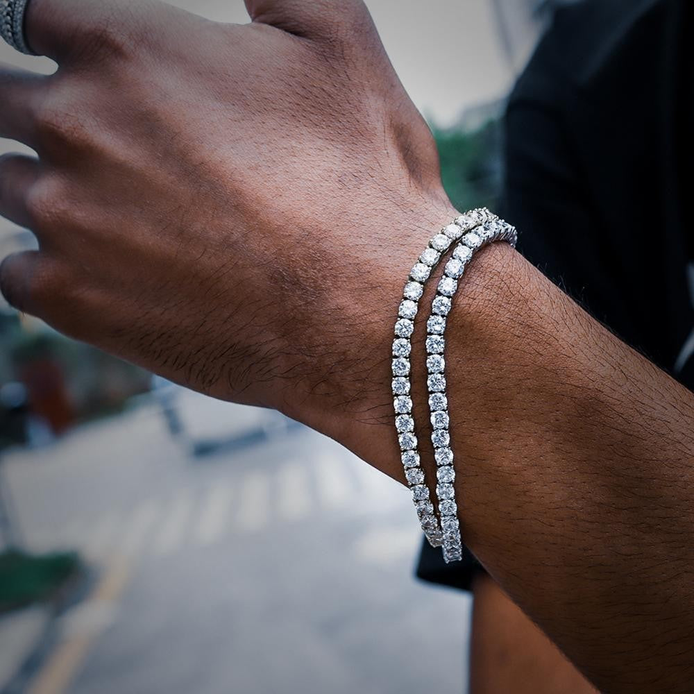 ORSA JEWELS Authentic 925 Sterling Silver Tennis Chain Bracelet Moulding Process Hanmade High-end Hand Chain for Man Woman SB128