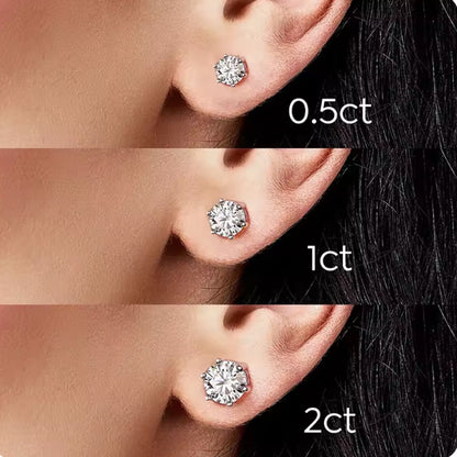 Brincos de tacha de moissanita TEN CARATS 0.3-3CT para mulheres Prata Esterlina 925 Corte Redondo Dazzling Joias Presente