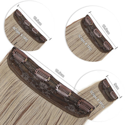 Apliques de cabelo sintéticos ondulados loiros 27/613 de 61 cm (24 polegadas) com presilhas brancas, 4 peças/lote, 220g, fibra resistente ao calor