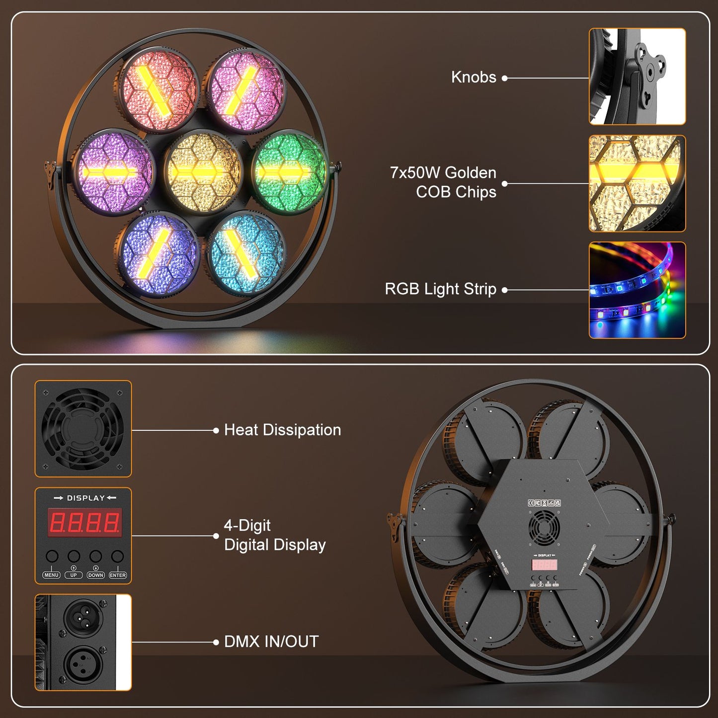 2PCS Stage Retro Lights 350W LED Linear Vintage Light COB Par Lights DMX Effect Lighting Projector for Concert Theater Live Show