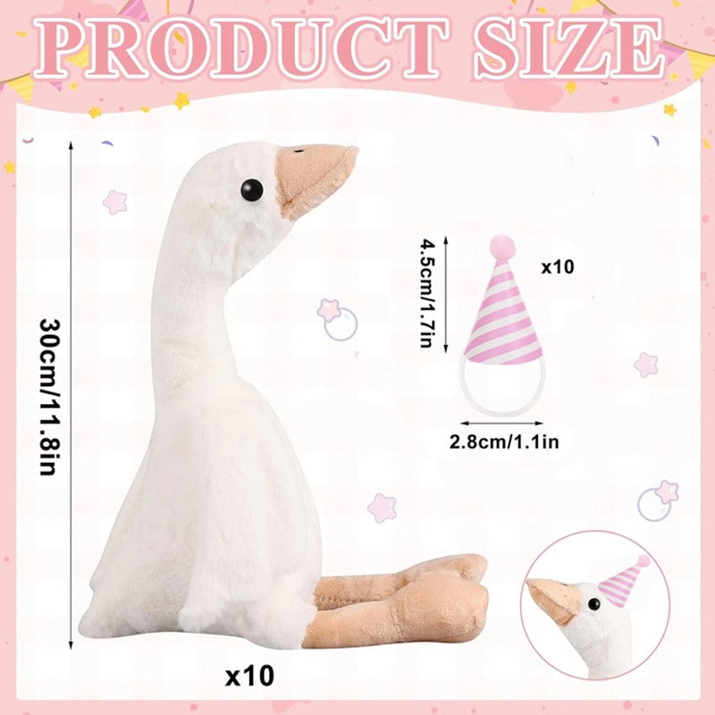 6/10/16Pcs One Silly Goose Birthday Decor 11.8 Inch Goose Stuffed Animal With Pink/Blue Hats Mini Birthday Party Hats