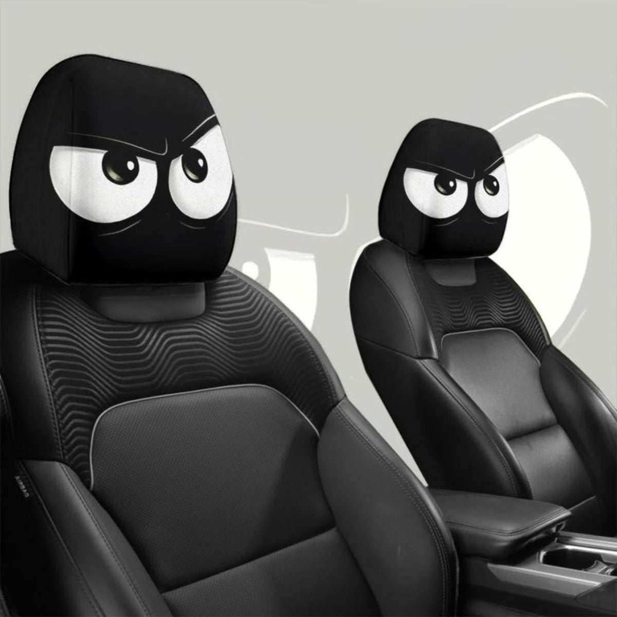 2pcs Angry Cartoon Eyes Car Headrest Covers, Easy Installation, Long Drive Fatigue Relief, Car Lovers Gifts, Car Interior Decor
