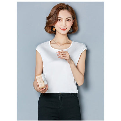 Sexy Silk vest women sleeveless top summer Solid color blouse shirt plus size S-4XL