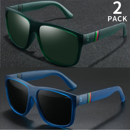 2PCS Polarized Sunglasses Brand Designer Vintage Sunglasses Man Fashionable Driving Sun Glasses Eyewear