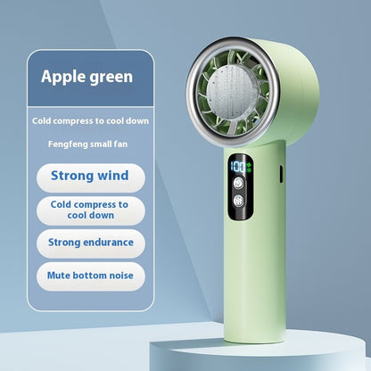 Ventilador Elétrico Portátil para o Verão com Compressa de Gelo, Ventilador Turbo Portátil, 3 Velocidades de Vento Ajustáveis, Mini Ventilador Pessoal Operado a Pilhas
