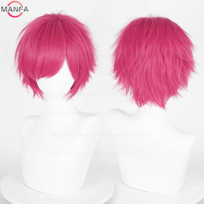 Anime 30cm Curta Reta Peruca Cosplay Preto Branco Verde Marrom Roxo Azul Cinza Vermelho Dourado Homens Mulheres Cabelo Sintético Resistente ao Calor