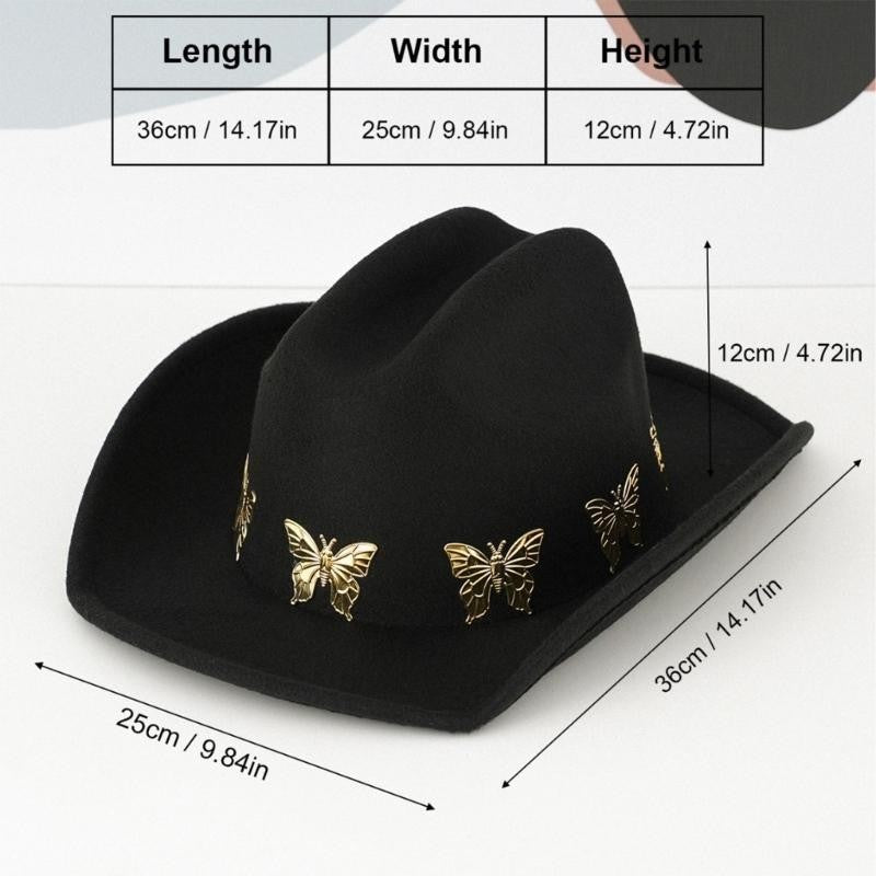 A52E Panama Hat Classical Headwear Decorative Butterly Charm Headwear Photo Props