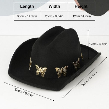 A52E Panama Hat Classical Headwear Decorative Butterly Charm Headwear Photo Props