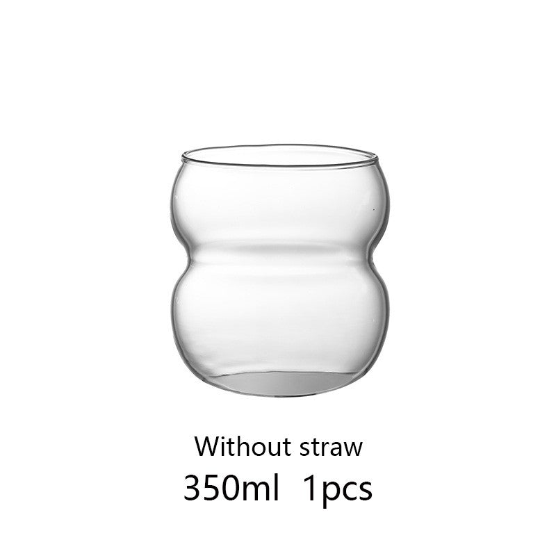 Copo de Vidro Transparente 350/550ml Copo de Café Gelado Com Canudo Copo de Sobremesa Suco Leite Caneca de Copos de Coquetel de Festa Xícara de Chá