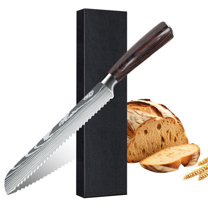MDHAND Conjunto de Facas de Chef com Padrão de Damasco a Laser de 1 a 10 peças, Fatiador de Carne em Aço Inoxidável, Cutelo com Cabo de Madeira Antiderrapante, Coleção