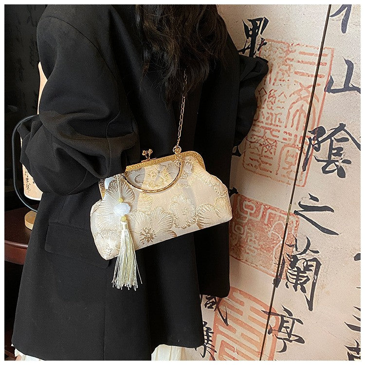 Chinese Style Embroidered Shoulder Bag Elegant Handbag Retro Small Square Bag Wedding Party Luxury Designer Women Evening Clutch