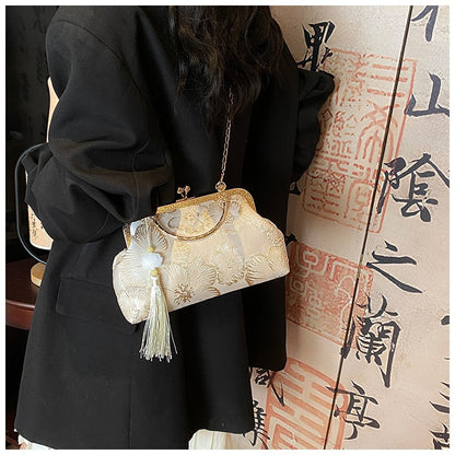 Chinese Style Embroidered Shoulder Bag Elegant Handbag Retro Small Square Bag Wedding Party Luxury Designer Women Evening Clutch