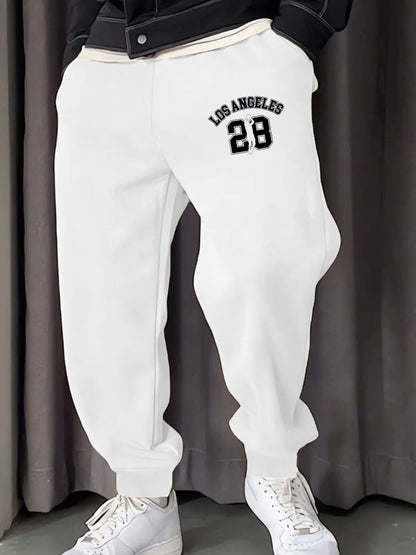 Los Angeges Number 28 Printing Male Sweatpants Fashion Long Pants Trendy Basic Trousers Casual Elastic Waist All-Match Pant
