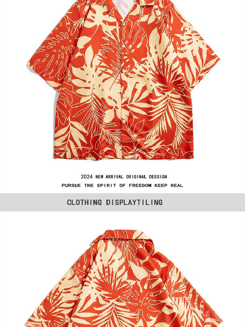 Summer men's floral shirt, designed in Hawaiian beach style, short sleeved casual shirt, ice silk quick drying loose top
